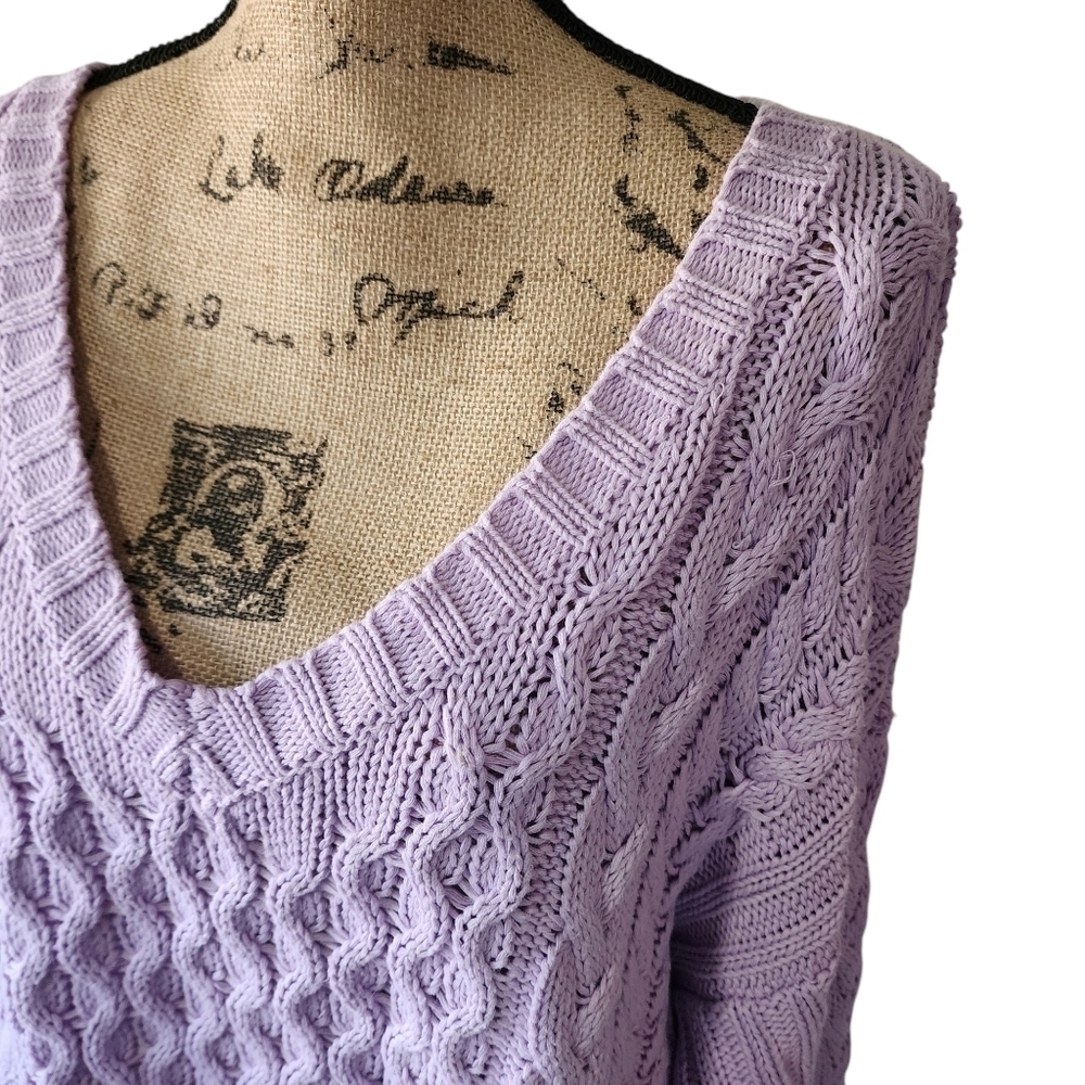 LINE V-neck 100% Cotton Lilac Long Sleeve Sweater - Medium - Picture 7 of 12